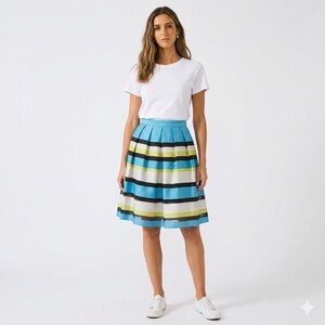 Paul Smith Pleated Striped Skirt Multicolour Pockets Size 46= Size XL